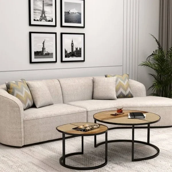 Aspire 5 Seater Modern Curved Fabric Sofa