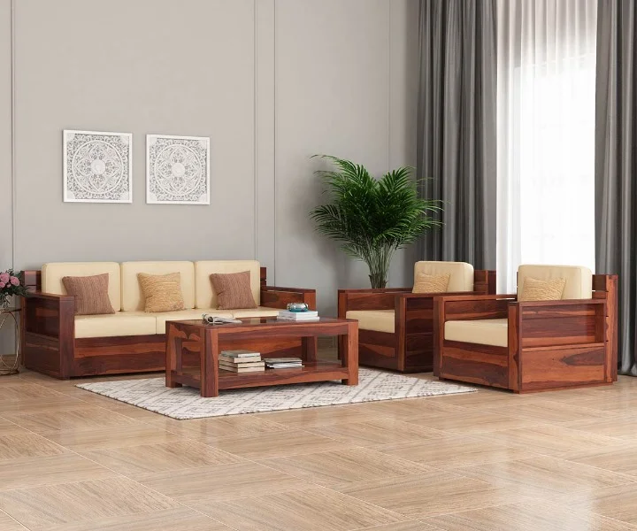 Ethan Solid Sheesham Wood Sofa Set (Honey Finish) (8)