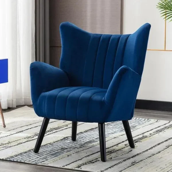 Wide Velvet Wingback Chair