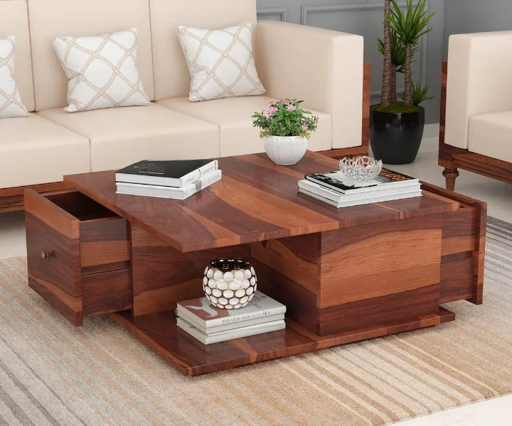 Aaron Solid Wood Coffee Table withDrawers (3)