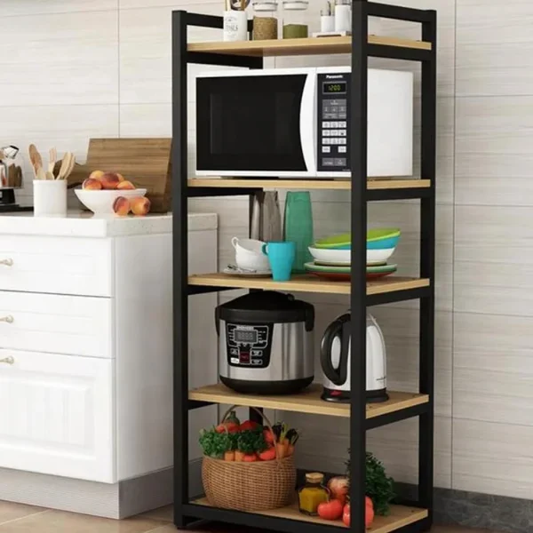 Beige 5 Tier Multilayer Microwave Stand