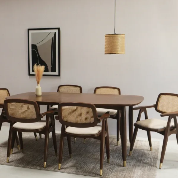 Chinchilla Teak Wood 6 seater Dining Table Set