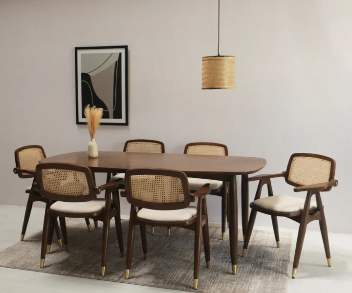 Chinchilla Teak Wood 6 seater Dining Table Set (4)