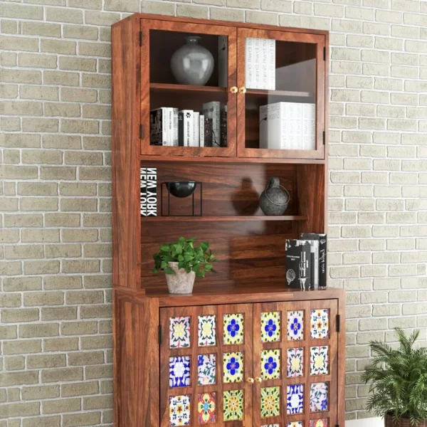 Chitra Solid Wood Sheesham Crockery Unit