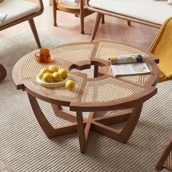 Exclusive Teak Wood Rattan Coffee Table