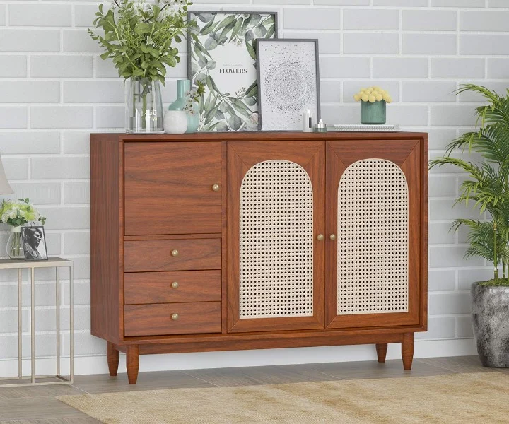 Norris Solid Wood Acacia Cane Cabinet and Sideboard (2)