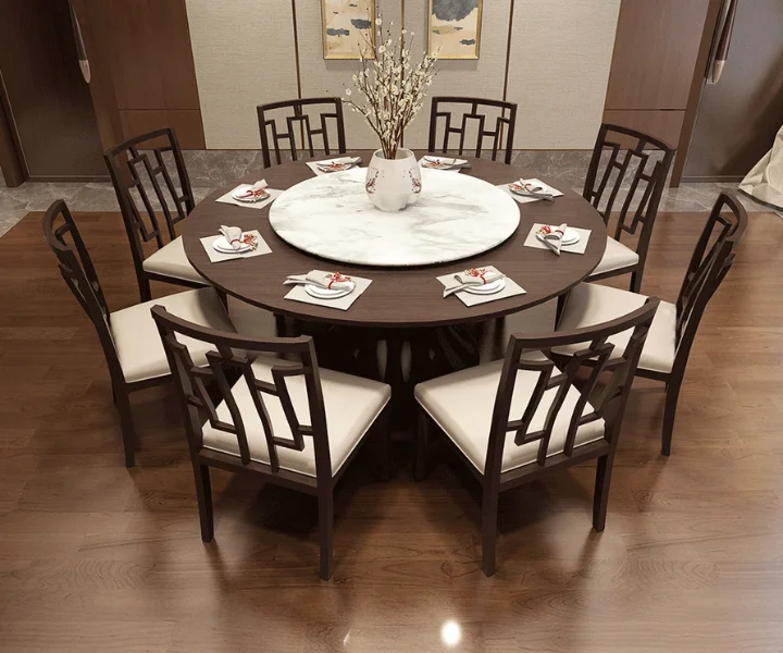 Wood Round Dining Table Set (5)