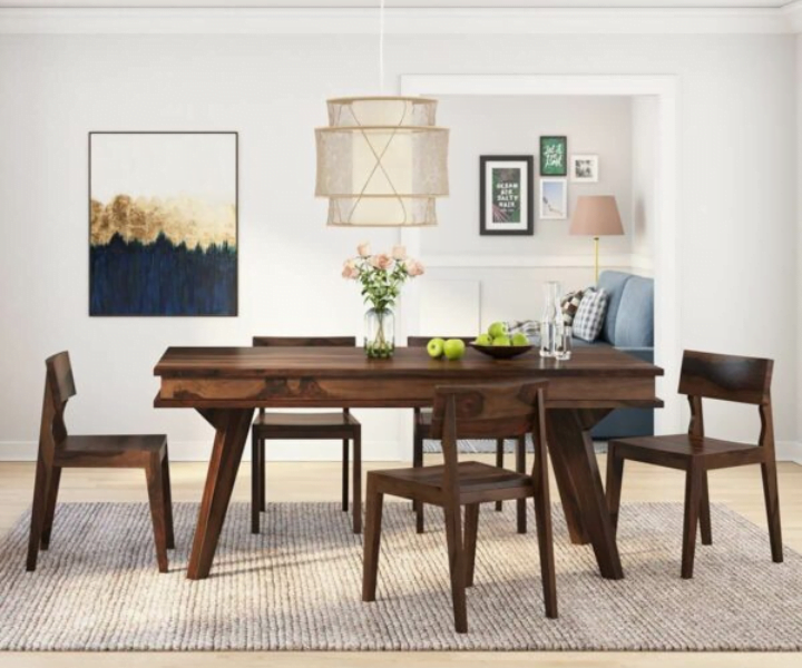 solid wood dining table set with 6 chairs (1)