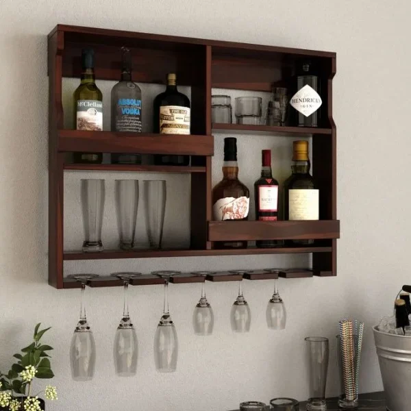 Cyrus Sheesham Wood Wall Mount Multipurpose Rack