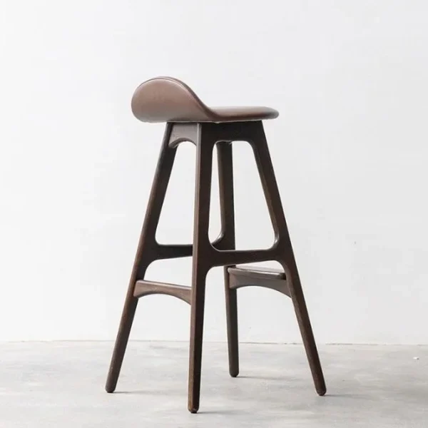 Vintage Bar Stool In Solid Dark Stained